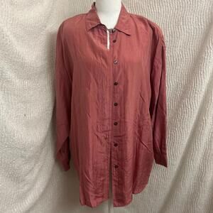 Express Vintage Silk Blouse Womens M Dusty Pink Medium 100% silk